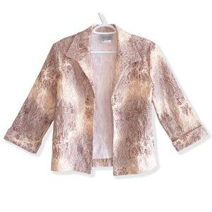 Vintage 90s Bantry Bay Gold Beige Open Front Blazer - Chic Baroque Style